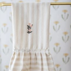 Embroidered Floral Striped Ruffled Dish Towel