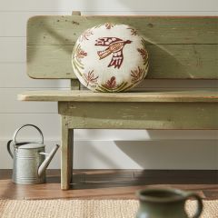 Embroidered Folk Art Bird Accent Pillow