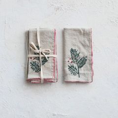 Embroidered Holly Berry Napkin Set of 4