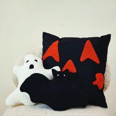 Embroidered Jack O Lantern Accent Pillow