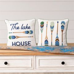 Embroidered Lake House Accent Pillow Set of 2