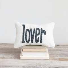 Embroidered Lover Cotton Slub Pillow