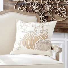Embroidered Pumpkin Accent Pillow