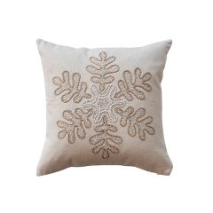 Embroidered Snowflake Cotton Canvas Accent Pillow