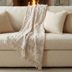 Embroidered Snowflake Throw Blanket