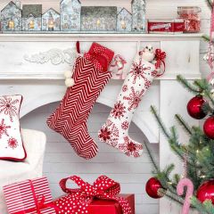 Embroidered Snowflakes Cotton Stocking