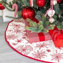 Embroidered Snowflakes Tree Skirt