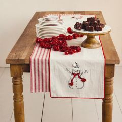Embroidered Snowman Holiday Table Runner