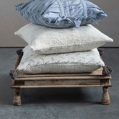 Embroidered Tasseled Slub Accent Pillow