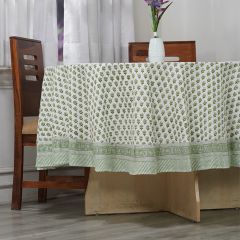 Emerald Green Round Cotton Block Print Tablecloth