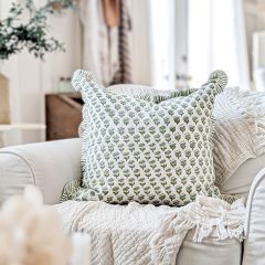 Emerald Green Ruffle Throw Pillow Cover Set of 2