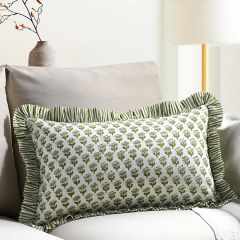 Emerald Green Ruffle Throw Pillow Cover