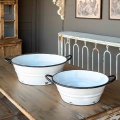 Enameled Farmhouse Tub Planters Set of 2
