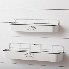 Enameled Farmhouse Wall Shelf Set of 2