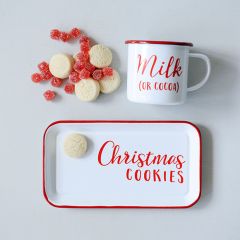 Enameled Holiday Mug With Tray 2 Piece Set