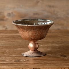 Etched Copper Mercury Glass Compote Bowl 4.5 Inch