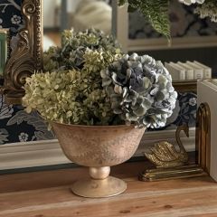 Etched Copper Mercury Glass Compote Bowl