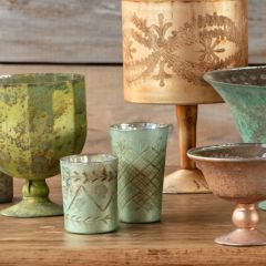 Etched Glass Painted Candle Holders