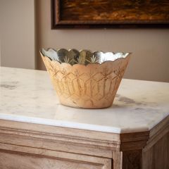 Etched Glass Scalloped Display Bowl