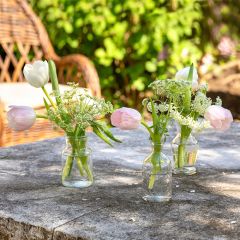 Etched Glass Vase, Set of 3