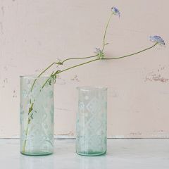 Etched Hurricane Glass Vase One of Each