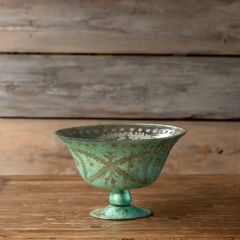 Etched Mercury Glass Compote Bowl