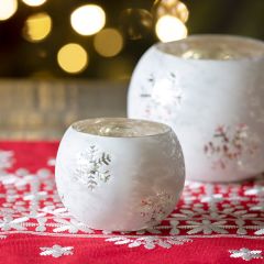 Etched Snowflake Candle Holder One of Each