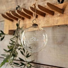 Etched Vine Clear Glass Ornament