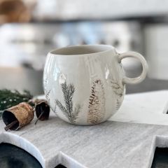 Evergreen Botanical Stoneware Mug Set of 4