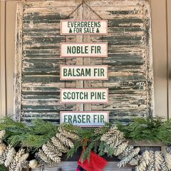 Evergreens For Sale Hanging Metal Sign