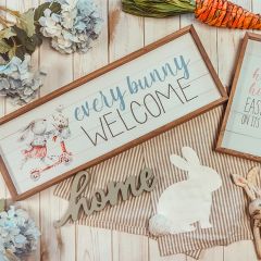 Every Bunny Welcome Whitewash Wall Art