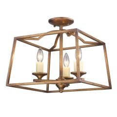 Open Frame Grecian Gold Semi Flush Light