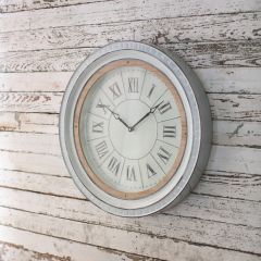 Wood Trimmed Enamelware Clock
