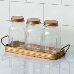 3 Jar Copper Tray Centerpiece