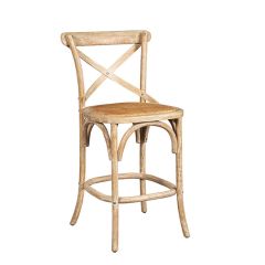Cross Back Oak Wood Counter Stool