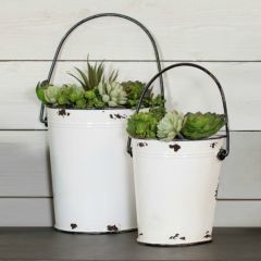 Metal Half Bucket Wall Planter Set of 2