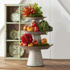 Decorative Tin Cake Stand Set of 3