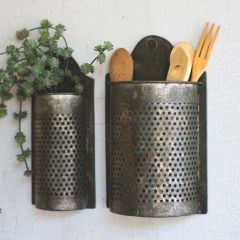 Antiqued Finish Wall Pocket Set of 2