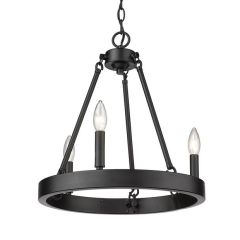 Matte Black 3 Light Ring Chandelier
