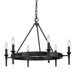 6 Light Ring Chandelier Matte Black
