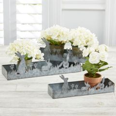 Tin Rabbit Potting Trays Set of 3
