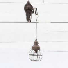 Rustic Metal Caged LED Pendant Light