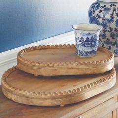 Oblong Harvest Tray With Beaded Rim Set of 2