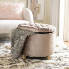 Button Tufted Round Storage Ottoman