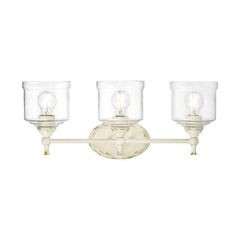 Hammered Water Glass Shade 3 Light Vanity Sconce Antique Ivory