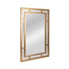 Geometric Art Deco Wood Frame Mirror Gold