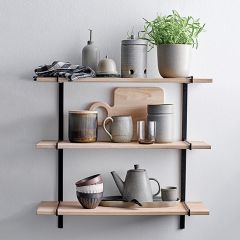 Metal Frame Oak Wall Shelf