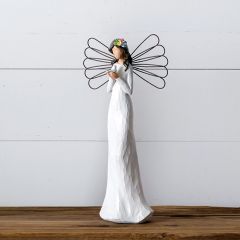 Farmhouse Angel Figurine Holding Dove