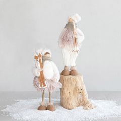 Fabric and Bamboo Skier Set of 2