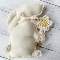 Fabric Bunny with Crocheted Flower